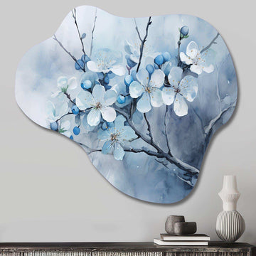 Apple Blossom Monochromatic Elegance VII - Asymmetric Metal Wall Art